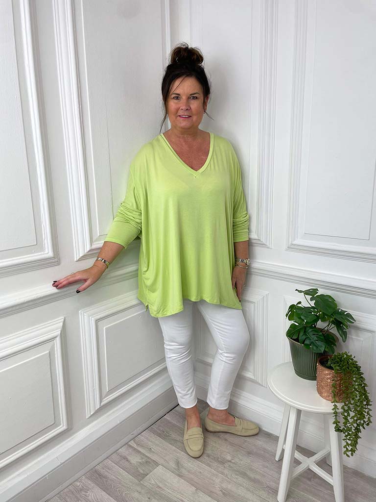 V-Neck Pistachio Jersey Top