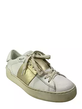 Valentino Rockstud White Gold Leather Sneakers Size 6.5