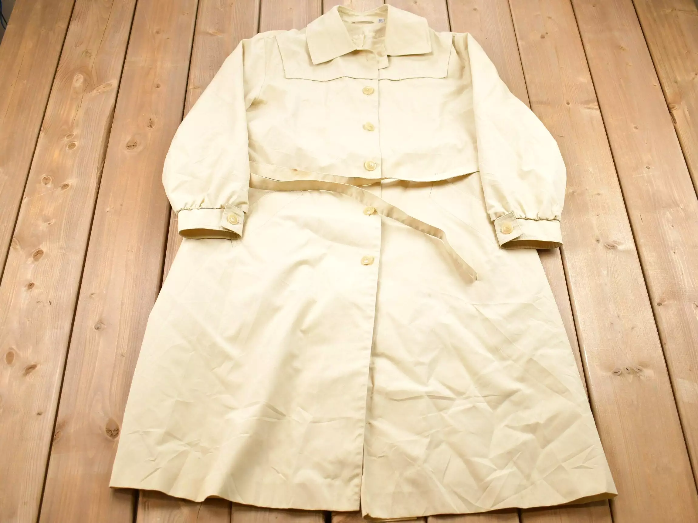 Vintage 1960s Overcoat Rain Jacket 80s Outdoor Winter Trench Coat