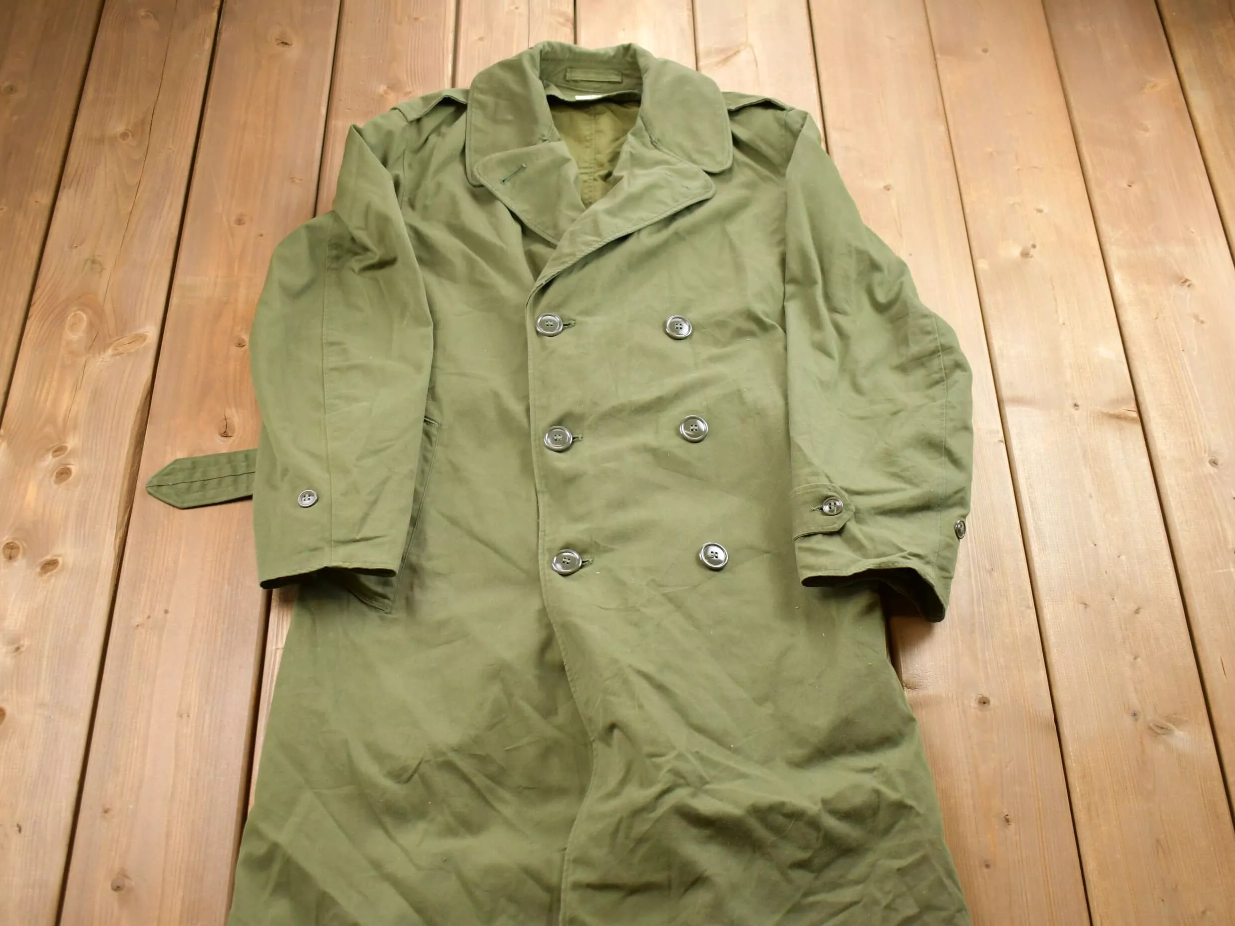 Vintage Army Green Military Parka Overcoat Jacket