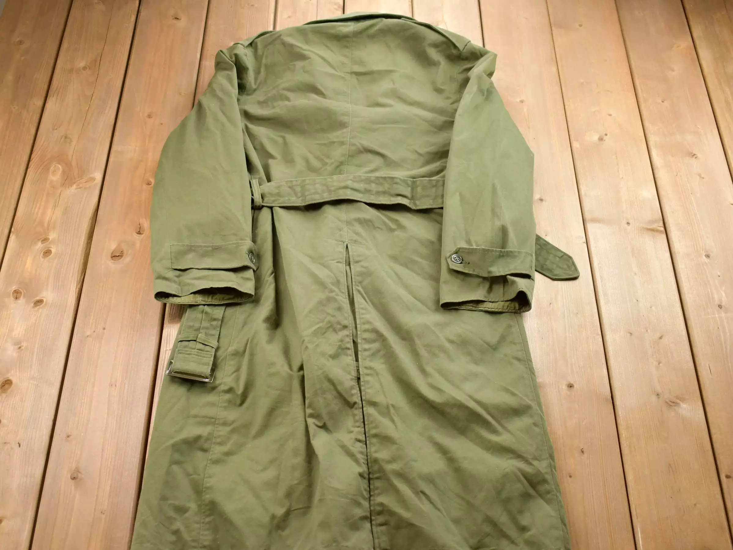 Vintage Army Green Military Parka Overcoat Jacket