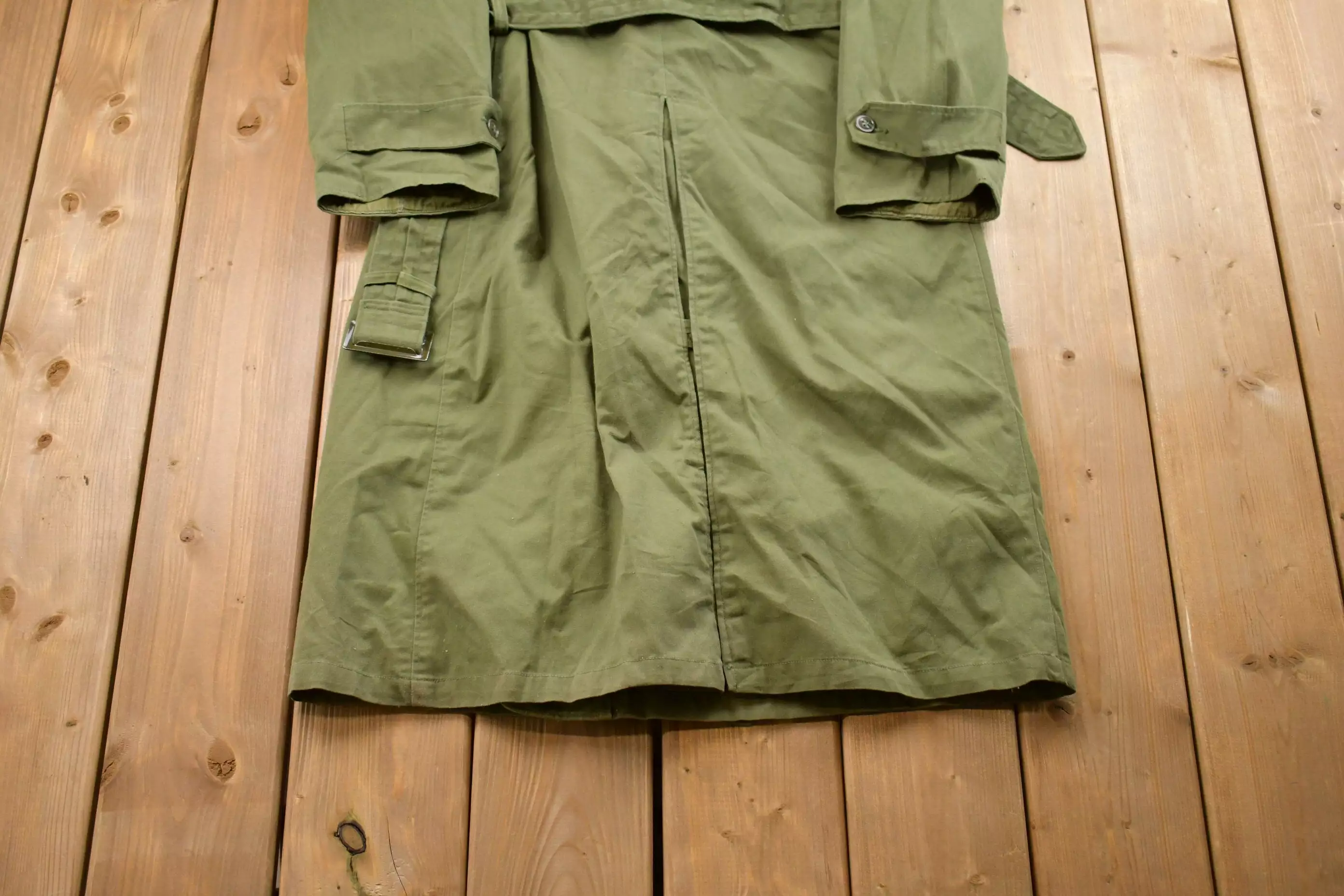 Vintage Army Green Military Parka Overcoat Jacket