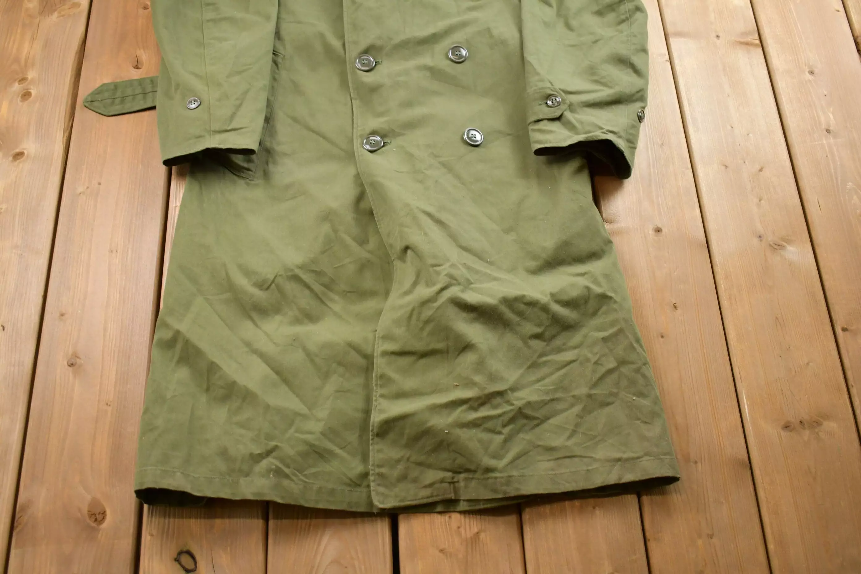 Vintage Army Green Military Parka Overcoat Jacket