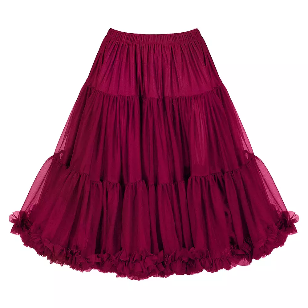 Vintage Rockabilly 50s Petticoat Skirt - Bordeaux Wine Red Net with Extra Volume