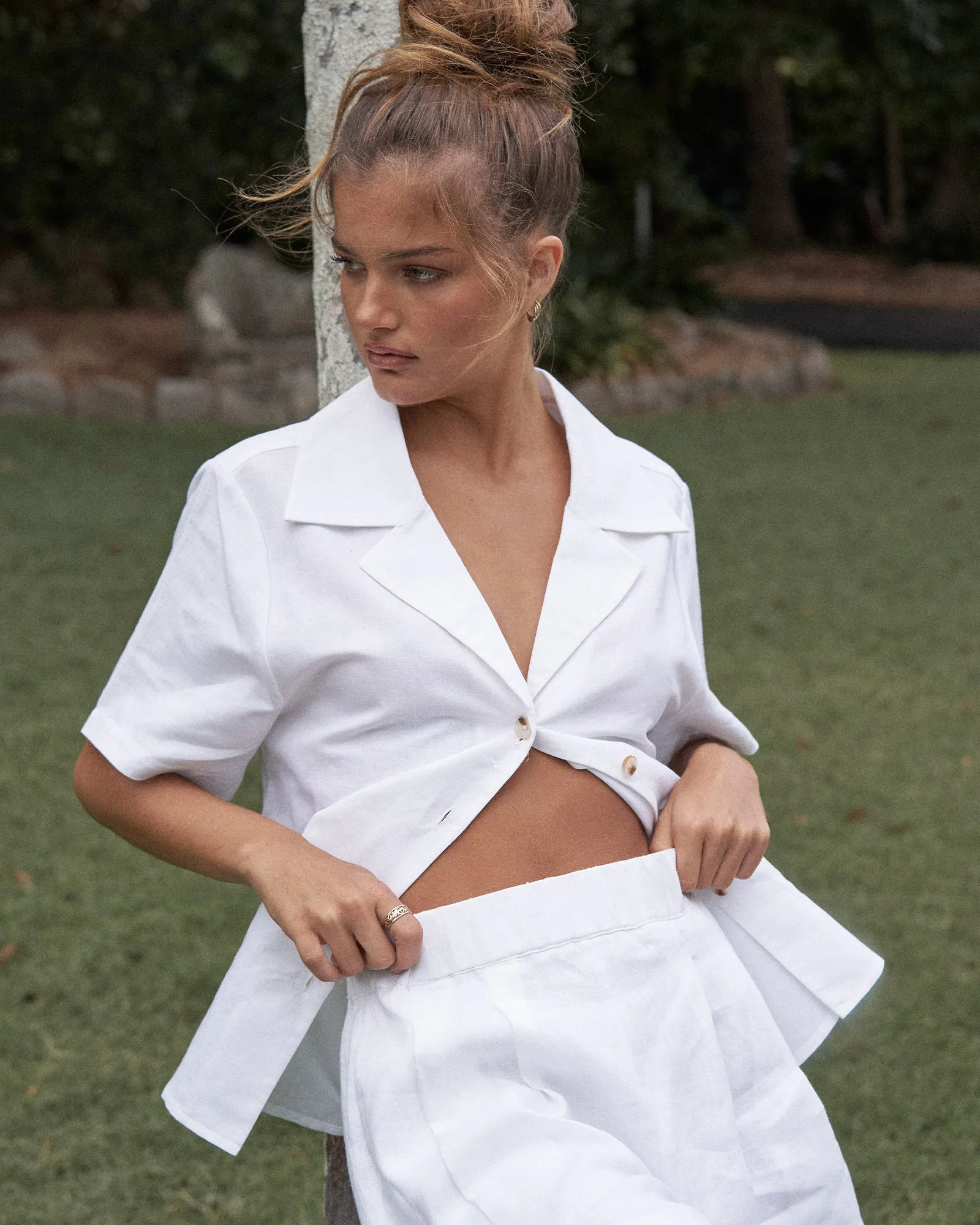 White Cancun Linen Shorts