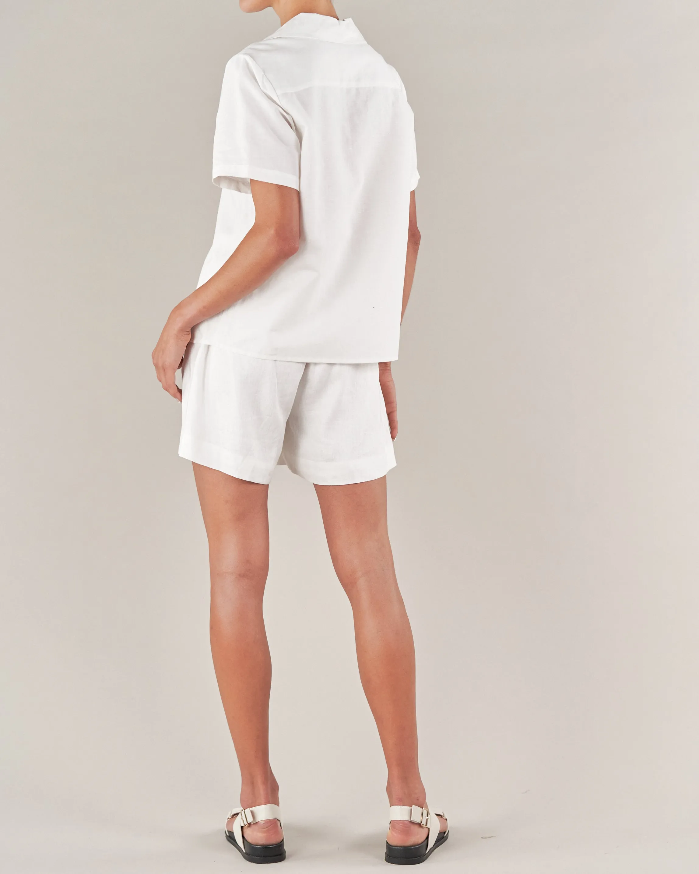 White Cancun Linen Shorts