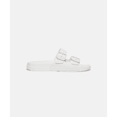 White FitFlop iQushion Two Bar Buckle Slides