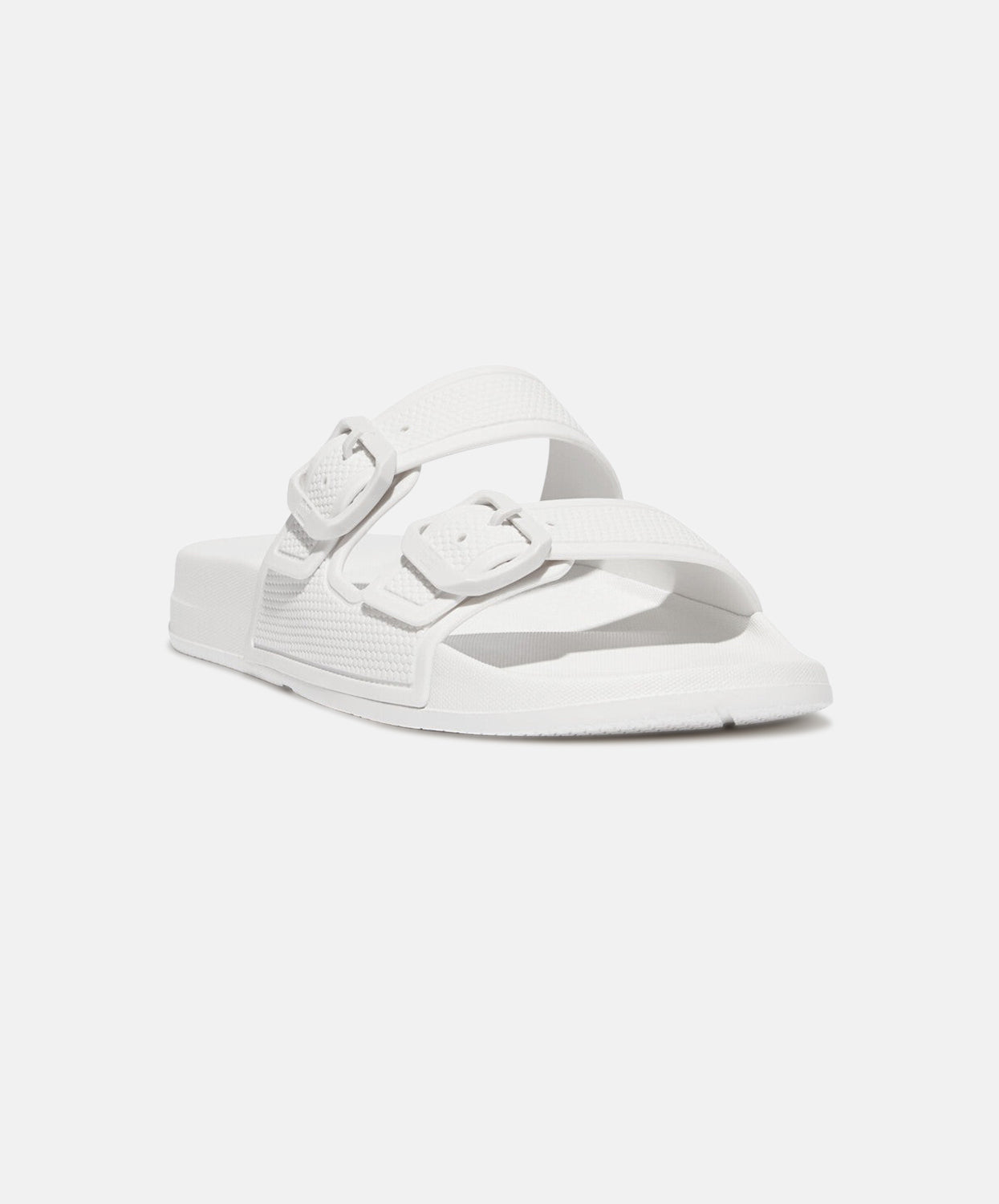 White FitFlop iQushion Two Bar Buckle Slides