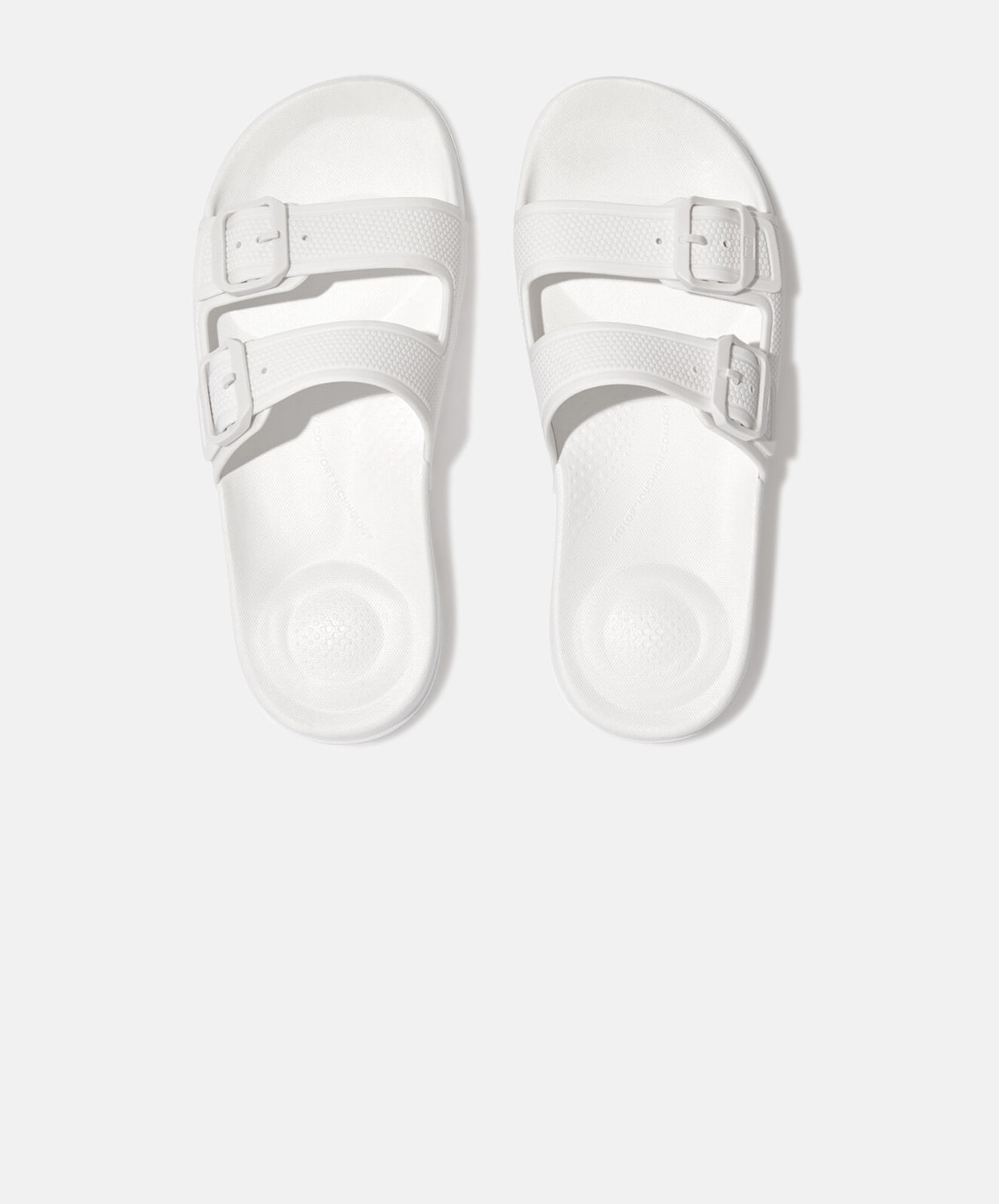 White FitFlop iQushion Two Bar Buckle Slides