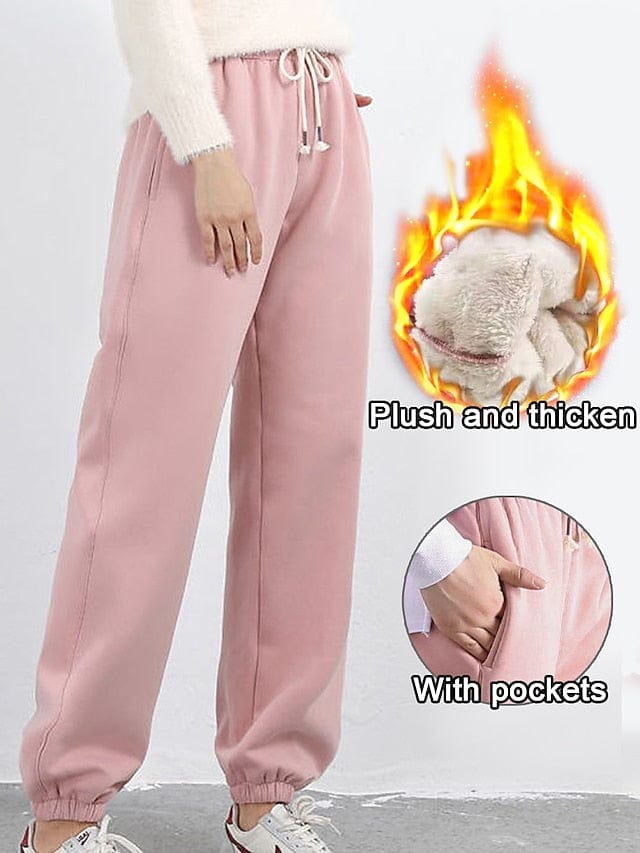 Women's High Waist Fleece Joggers for Fall and Winter