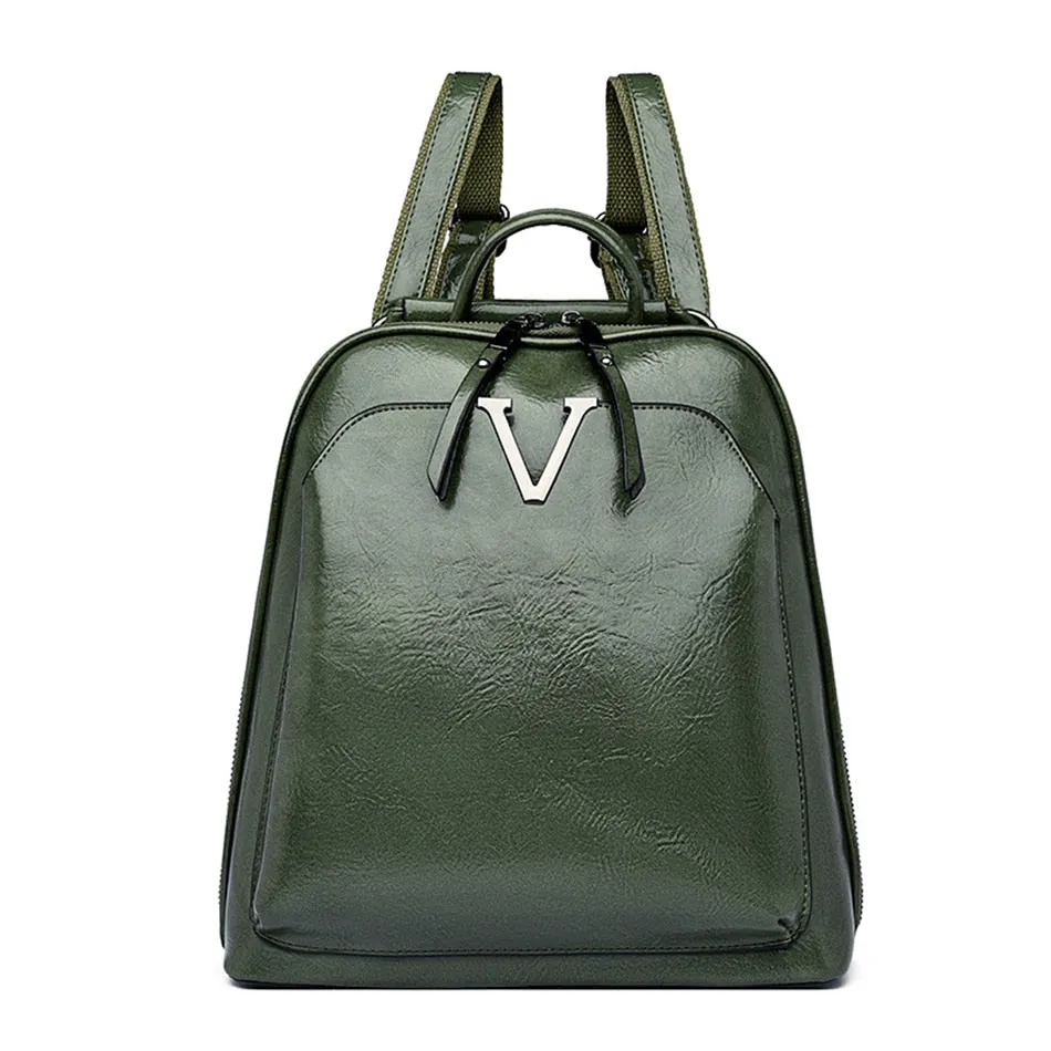 Women's Vintage Luxury Leather 4-in-1 Shoulder Crossbody Large Backpacks