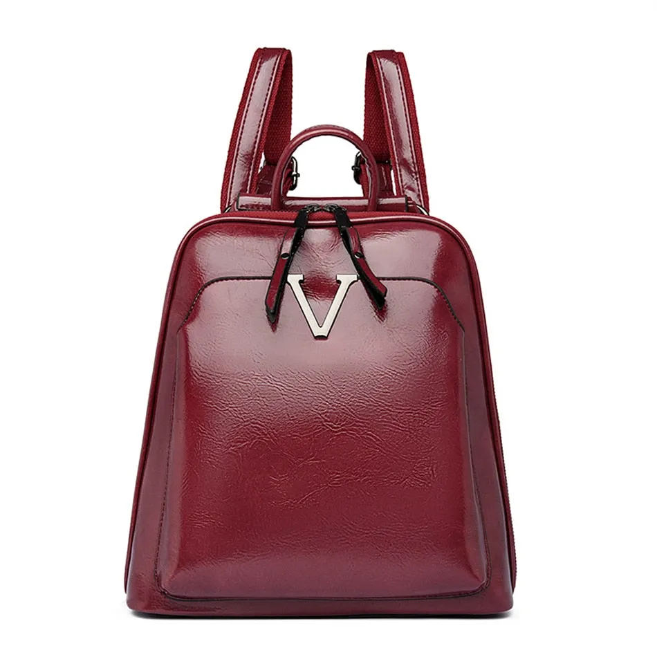 Women's Vintage Luxury Leather 4-in-1 Shoulder Crossbody Large Backpacks