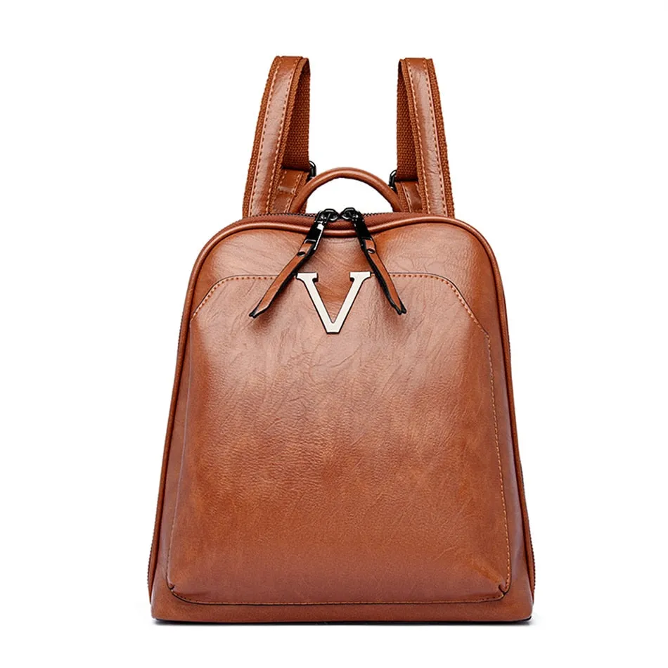 Women's Vintage Luxury Leather 4-in-1 Shoulder Crossbody Large Backpacks