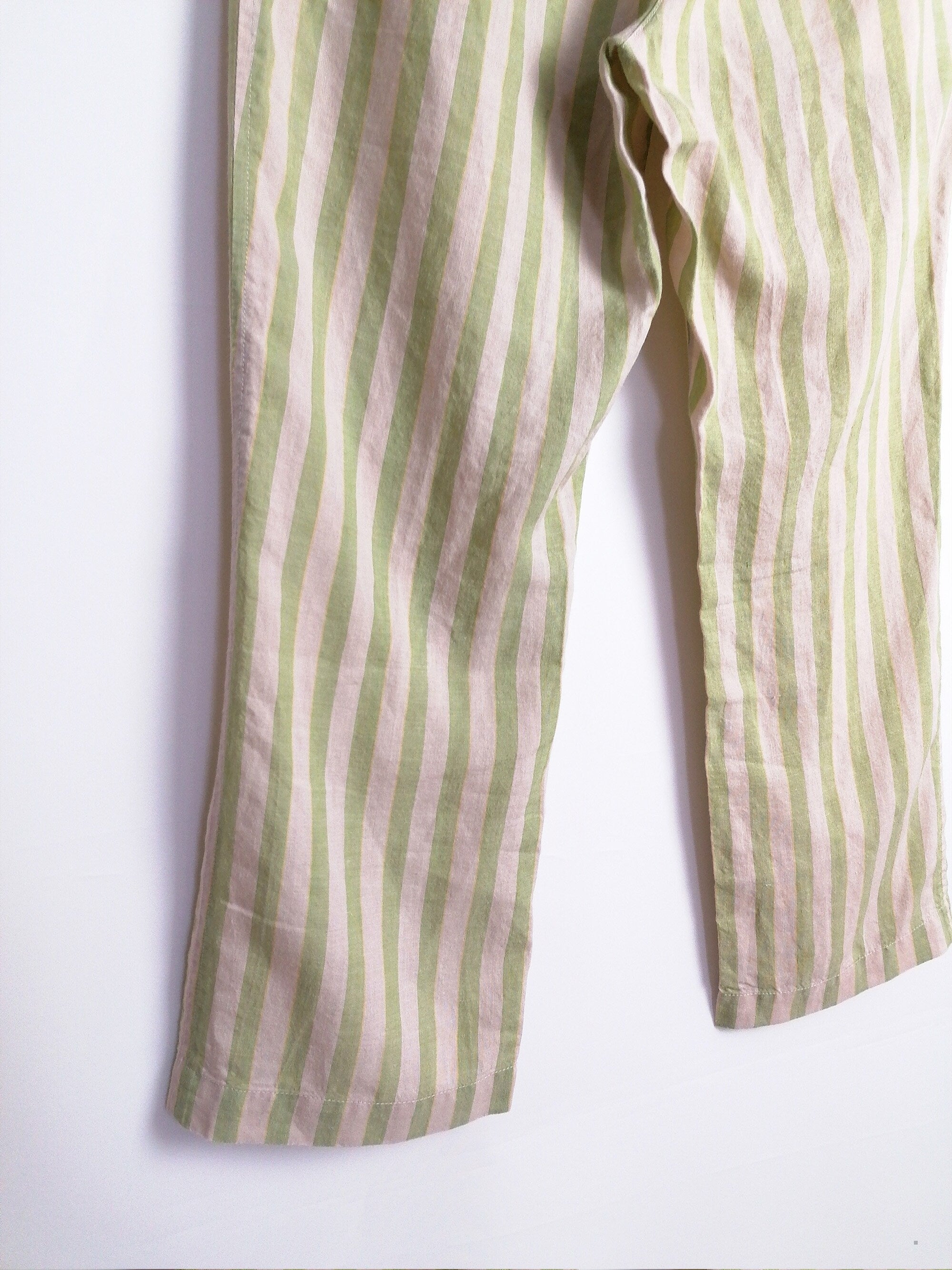 Y2K MANGO Striped Flared Linen Capris - XS