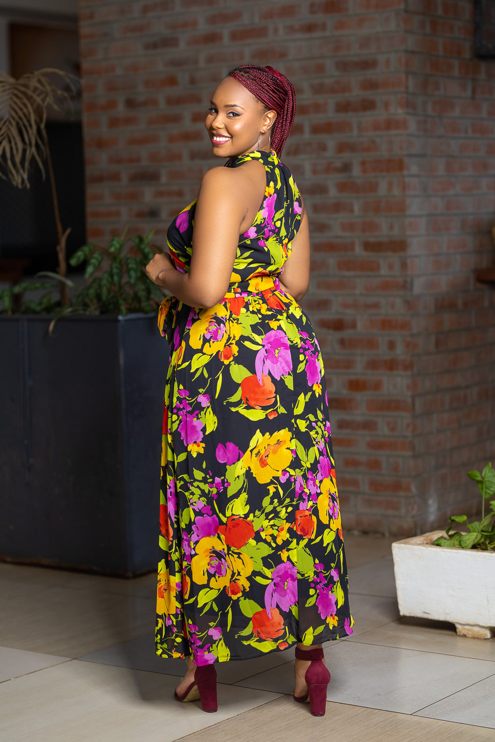 Yellow Green Maxi Dress - Crossneck Design