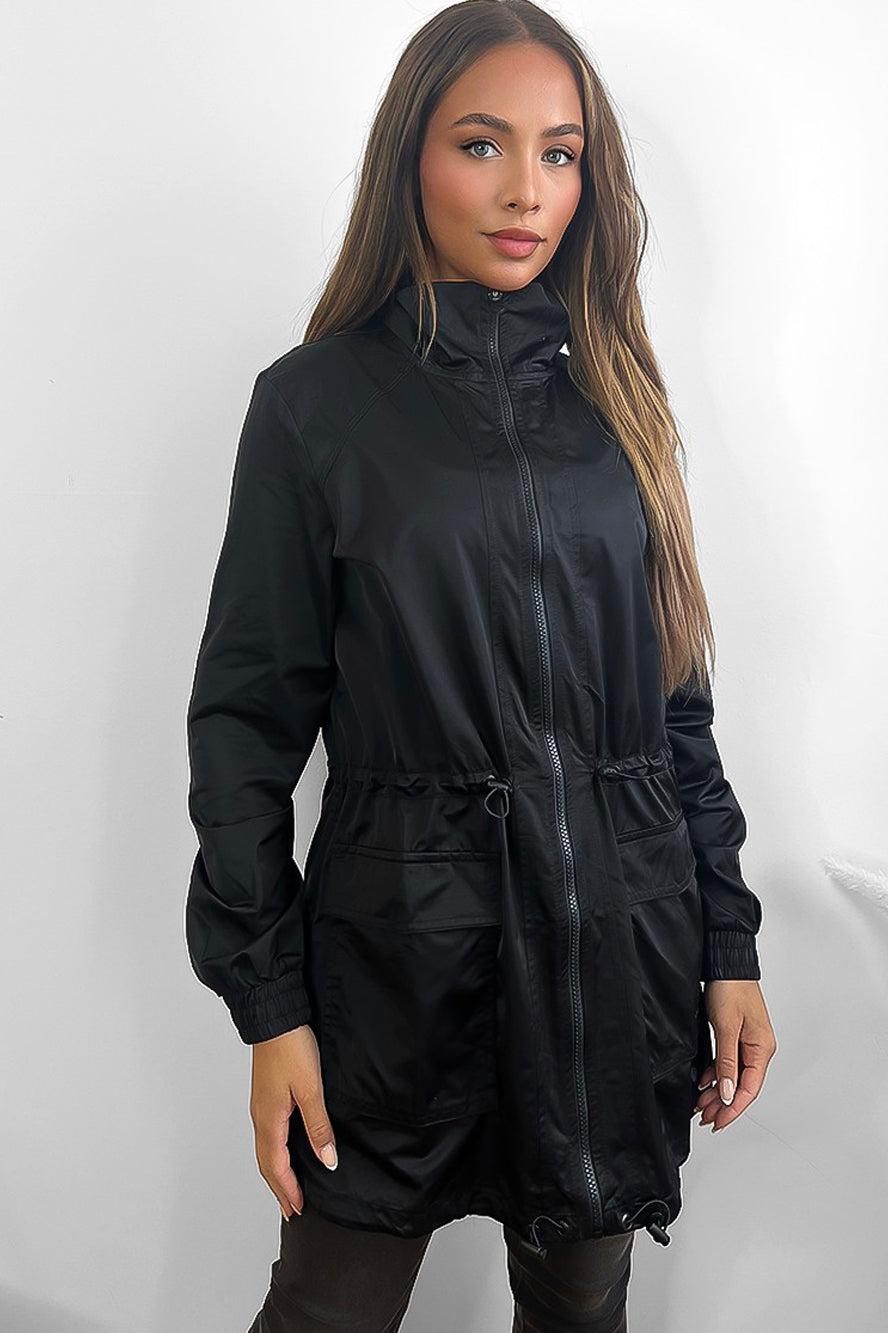 Zippered Drawstring Windbreaker